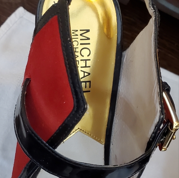 Michael Kors red and black art deco slingbacks - Picture 7 of 8